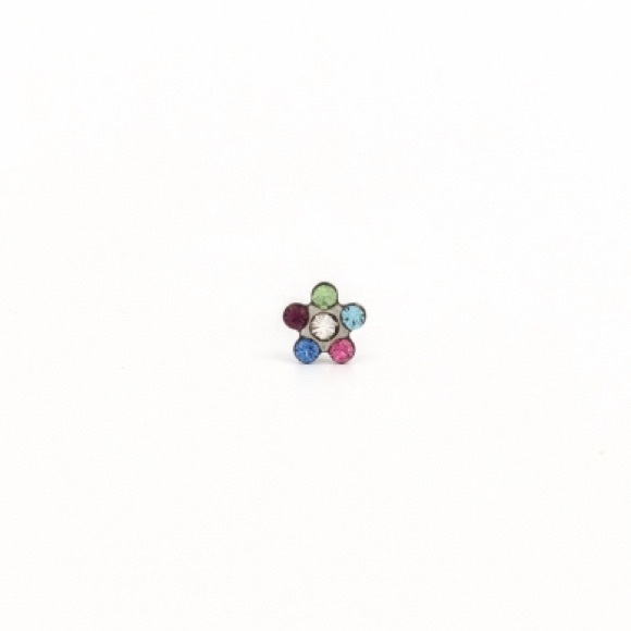 Studex Stainless Steel Daisy with Rainbow Crystal Ear Piercing Earrings - Picture 3 of 7